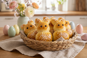 Saftige Osterhasen aus Quark-Öl-Teig